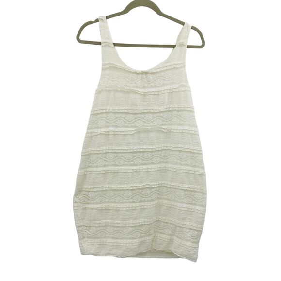 Desigual Crochet Lace Tank Dress White Lined Scoop neck Pullover  size Small - Picture 1 of 10